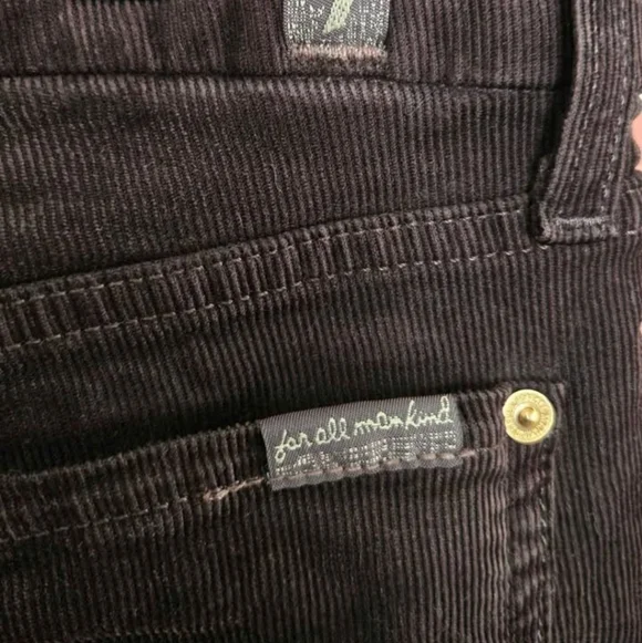 7 For All Mankind Brown Corduroy Skinny Jeans Size 28 Boho Festival Y2K Low Rise - Picture 4 of 7